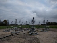 SKA Test Array metal christmas trees in a field